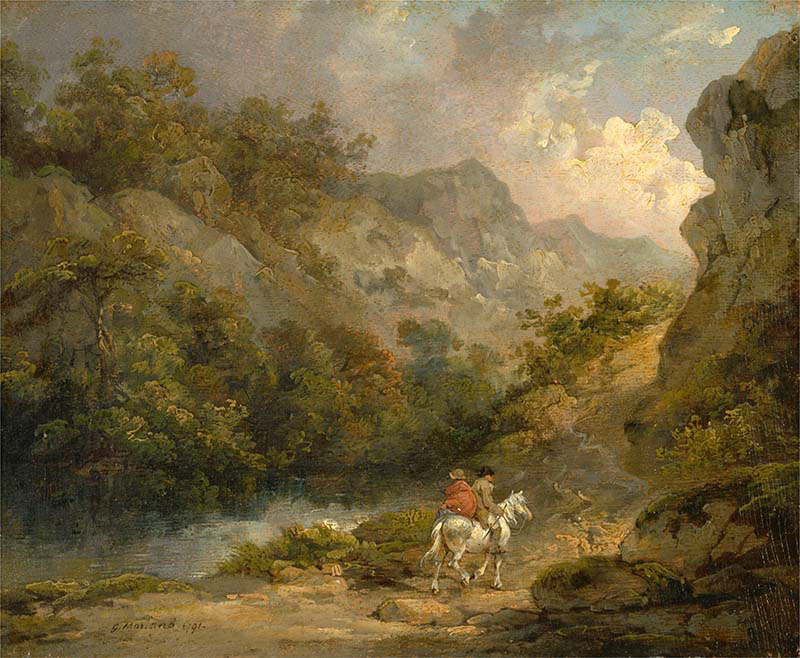 Rocky Landscape with Two Men on a Horse